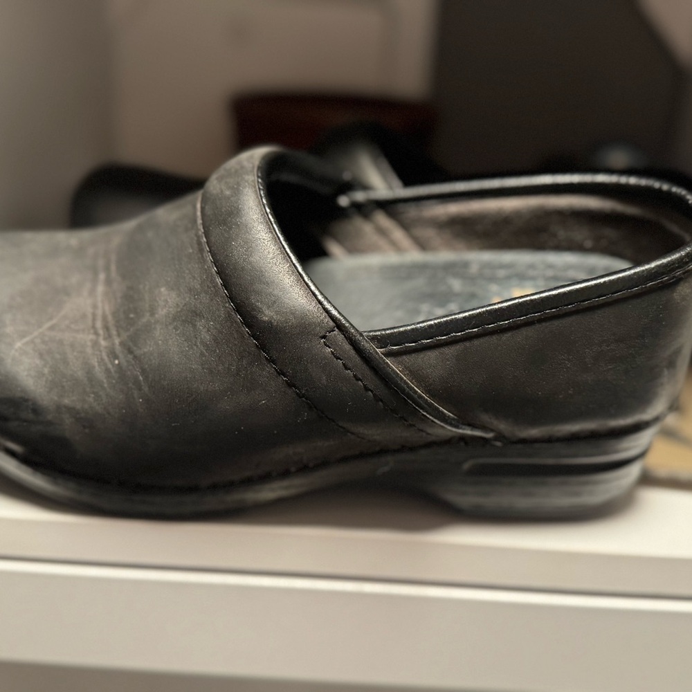 Dansko Black Leather Mules